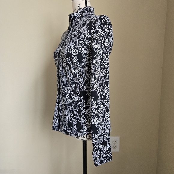 Tommy Bahama Active Top Womens S Full Zip Black White Floral - Picture 6 of 11